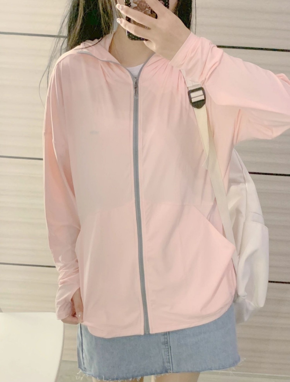 Pink thin ice silk cardigan summer all-match tops for women