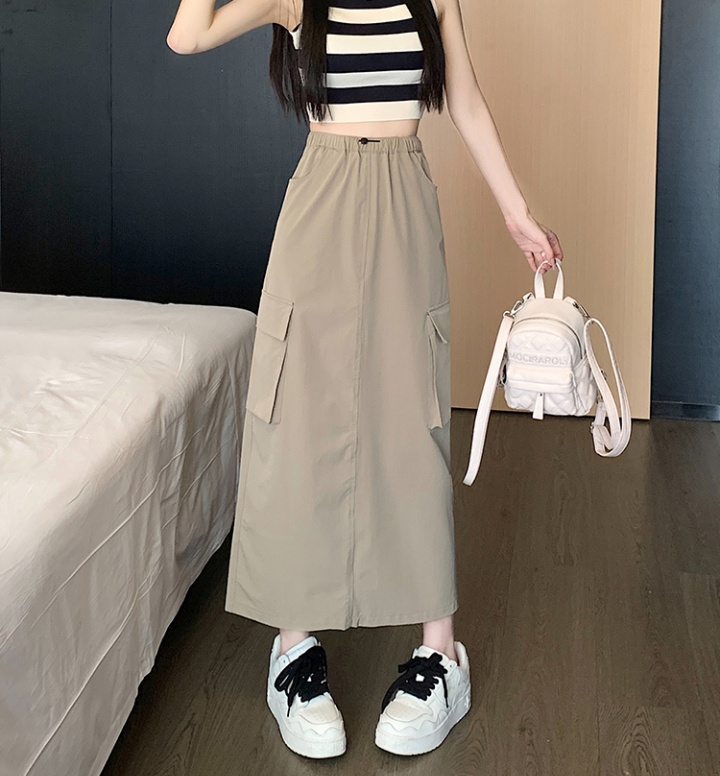 Long split skirt high waist work clothing for women