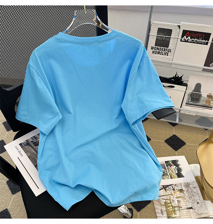 Printing loose slim T-shirt summer beading tops for women