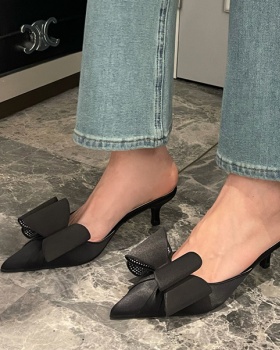 Flat summer shoes wears outside half slippers for women