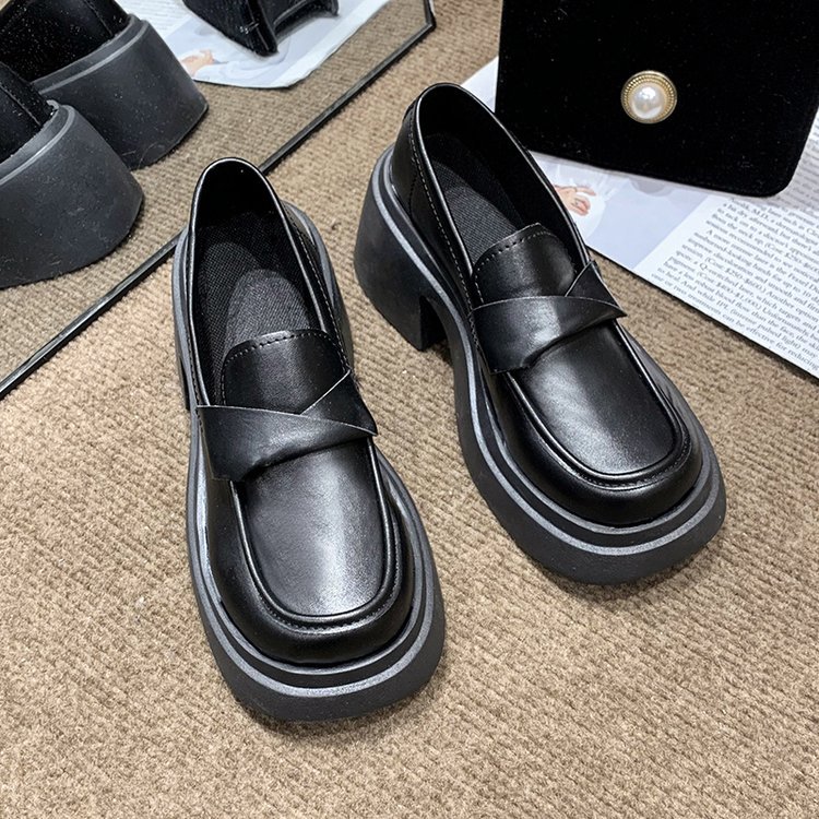 Casual thick crust loafers British style leather shoes