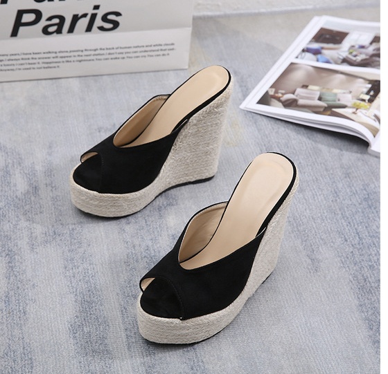 Fashion high-heeled slipsole European style slippers
