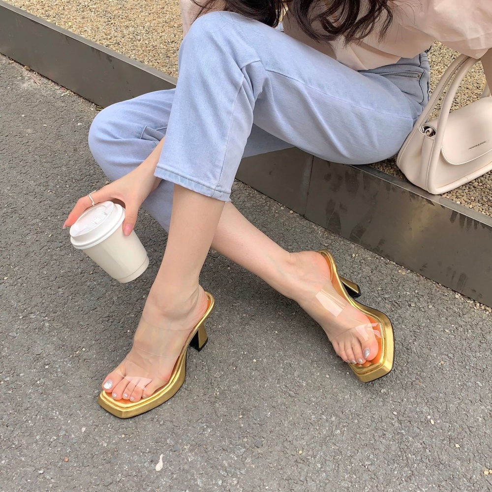 Transparent slippers European style sandals for women
