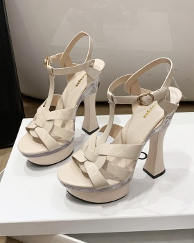 Thick fashion pure shoes pointed cross sexy sandals