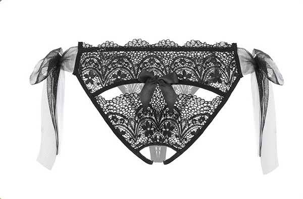 Sexy enticement veil open crotch frenum lace sexy briefs