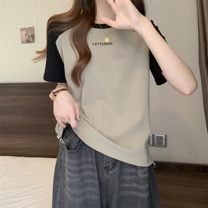 Round neck summer tops Cover belly T-shirt