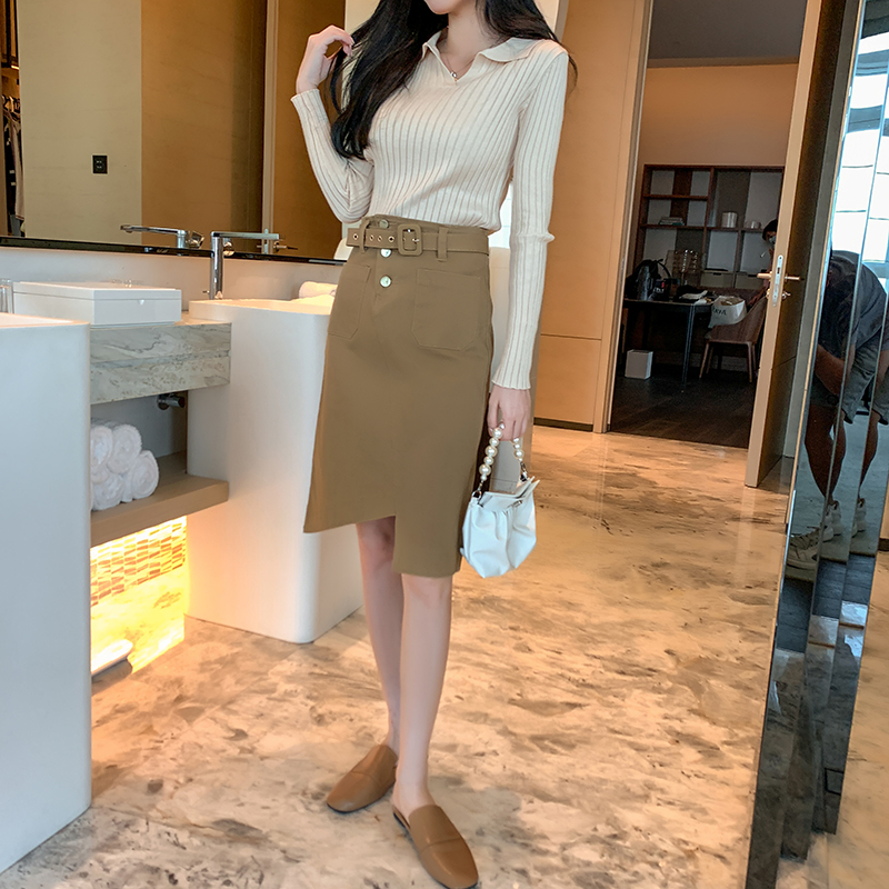 Irregular Korean style one step skirt fat skirt for women