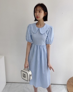 Summer Korean style plaid sweet doll collar dress