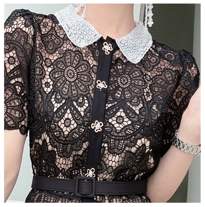 Beaded collar stitching fashion and elegant dress