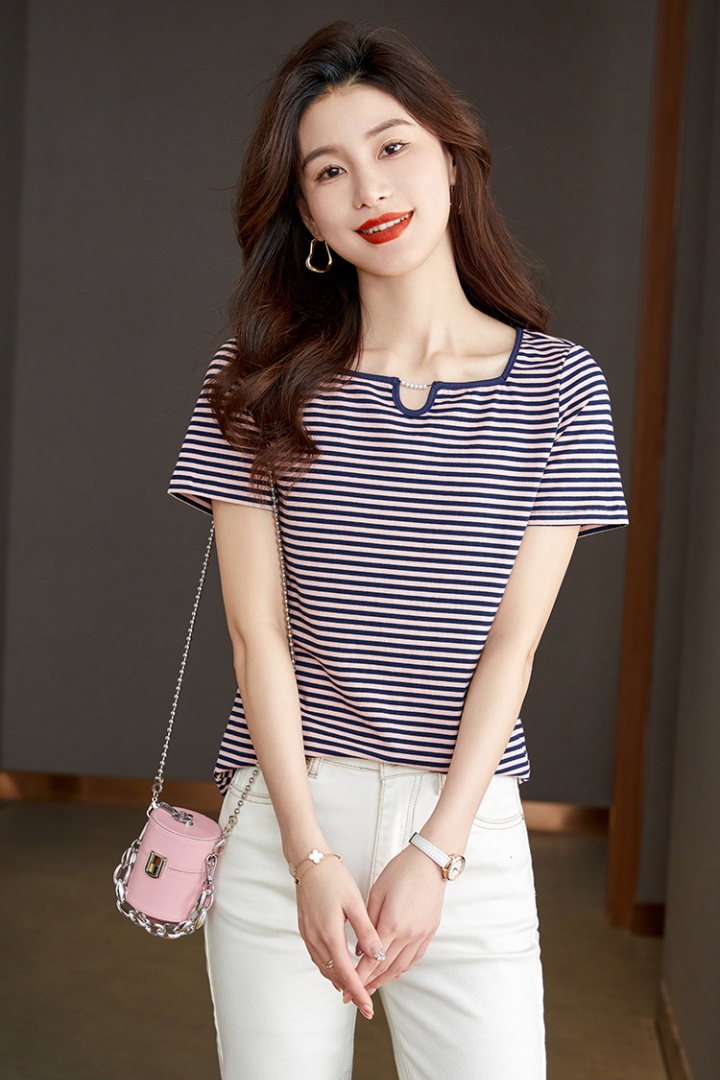 Summer pearl tops France style small shirt