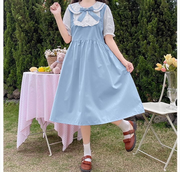 Sweet summer dress maiden Pseudo-two long dress