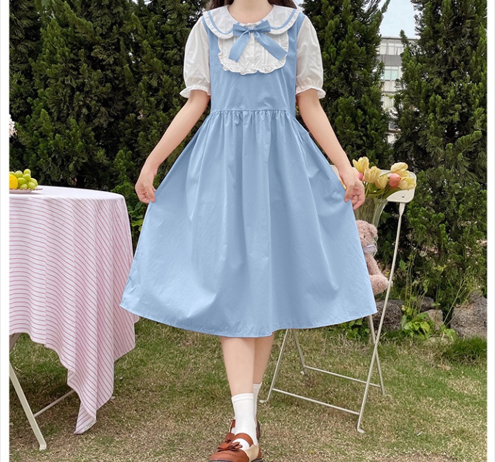 Sweet summer dress maiden Pseudo-two long dress