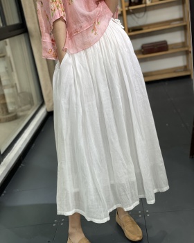 Cotton flax Japanese style big skirt high waist double skirt