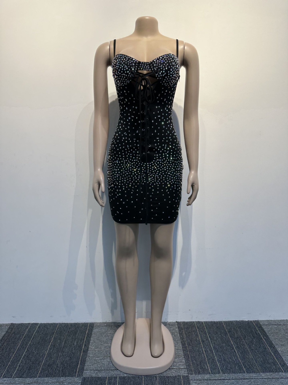 Slim bandage European style sexy rhinestone dress