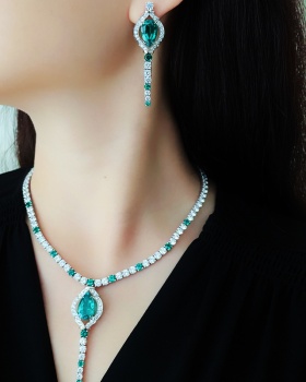 Temperament stud earrings gem necklace a set for women