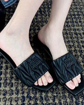 Flat square head antiskid slippers for women