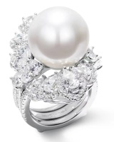 All-match exaggeration pearl luxurious ring