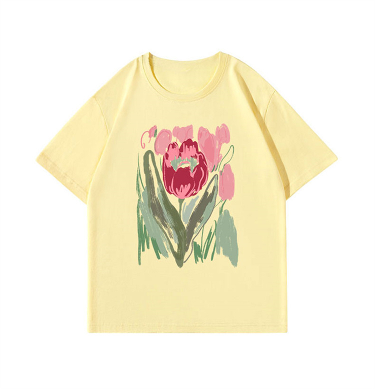 Large yard summer short sleeve pure cotton T-shirt for women