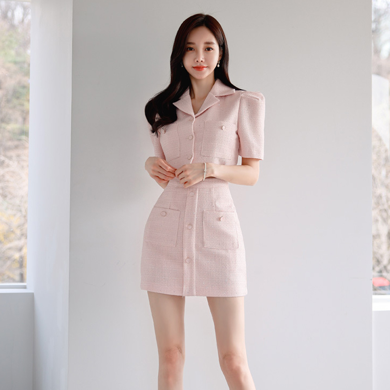Korean style skirt slim jacket 2pcs set for women