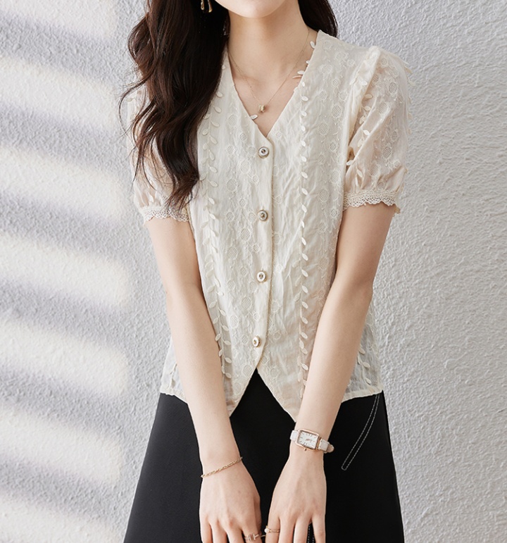 All-match Korean style tops V-neck tassels shirt for women
