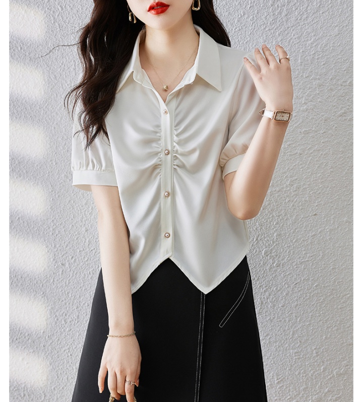 Summer satin tops Korean style shirt for women