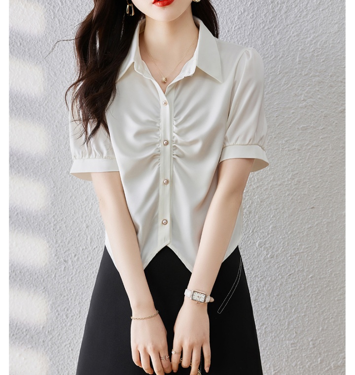 Summer satin tops Korean style shirt for women