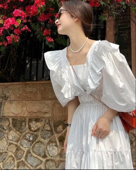 Tender puff sleeve unique white spring dress