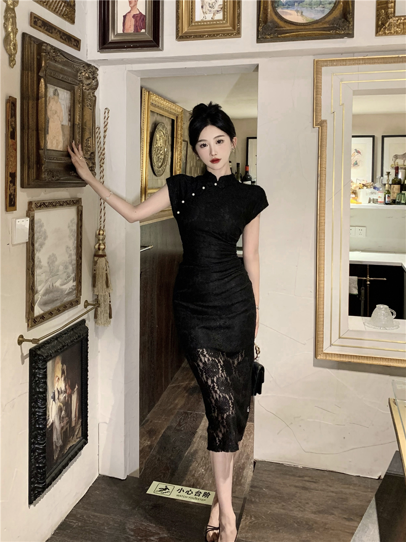 Light short sleeve cheongsam Chinese style dress