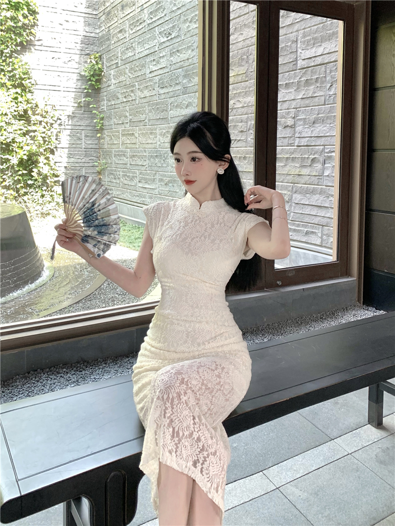 Light short sleeve cheongsam Chinese style dress
