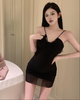 Sexy sling pinched waist package hip dress