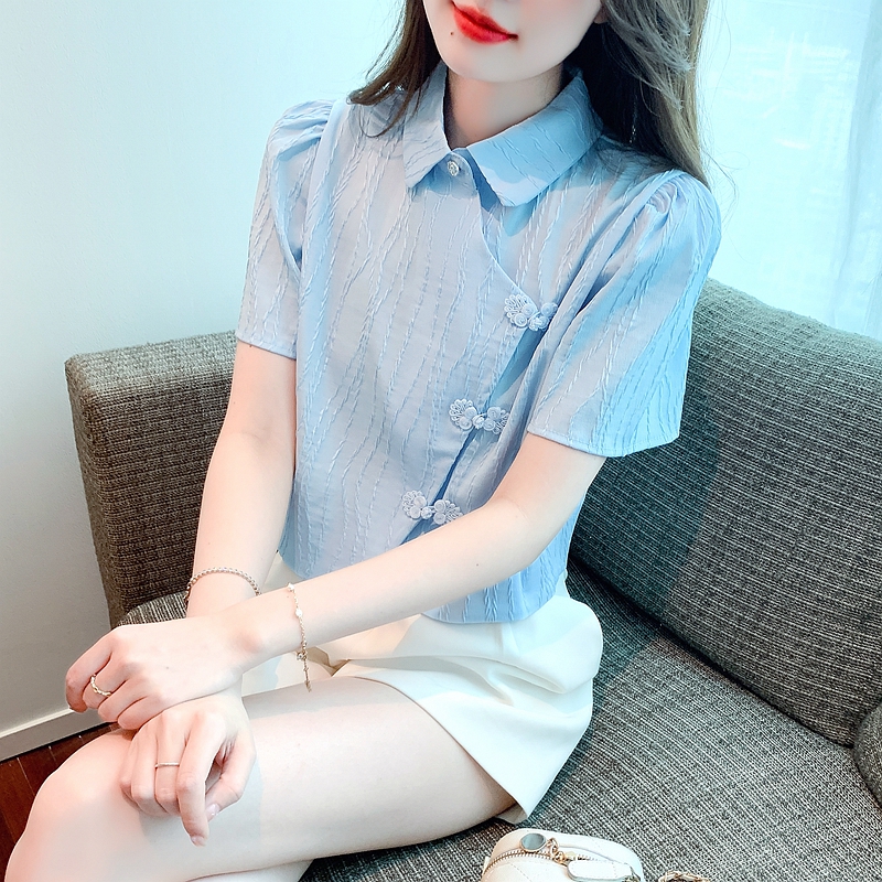 Short Chinese style shirt short sleeve tops for women
