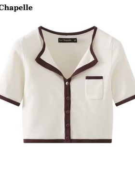 Mixed colors short tops short sleeve slim T-shirt for women