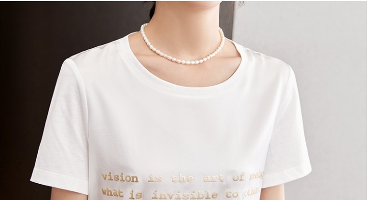 White real silk T-shirt silk tops for women