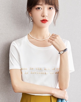 White real silk T-shirt silk tops for women