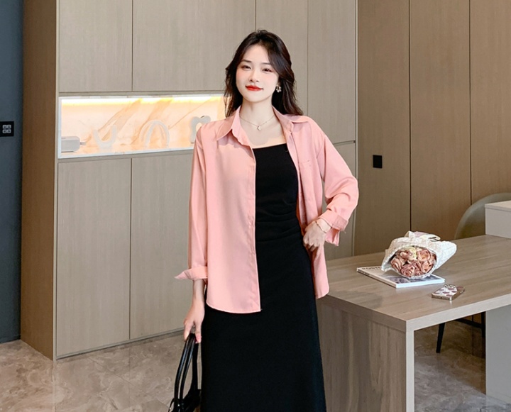 Fashion Korean style shirt temperament strap dress a set