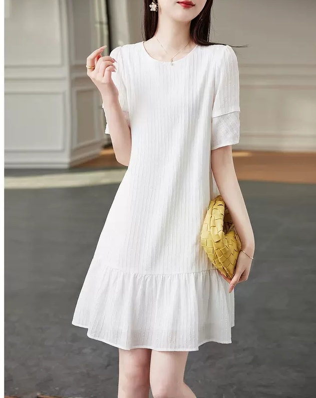 Summer lotus leaf edges elegant white dress for women