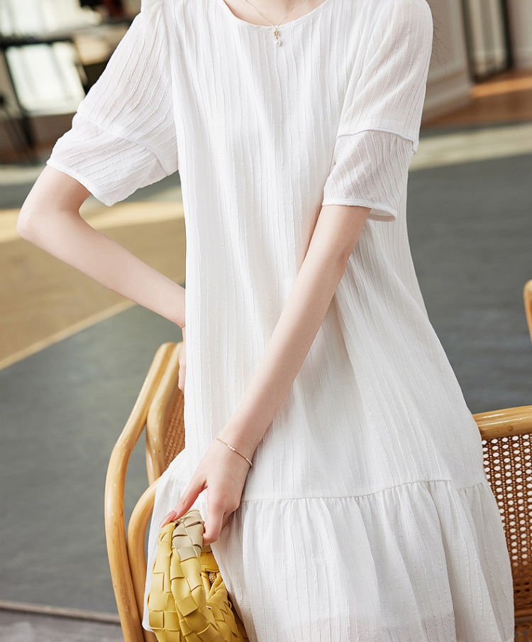 Summer lotus leaf edges elegant white dress for women