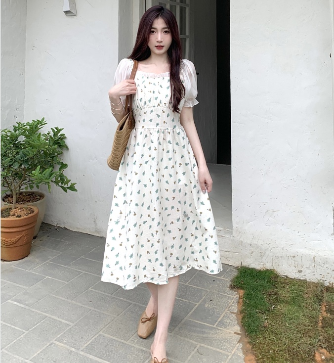 Pinched waist France style fat dress for women