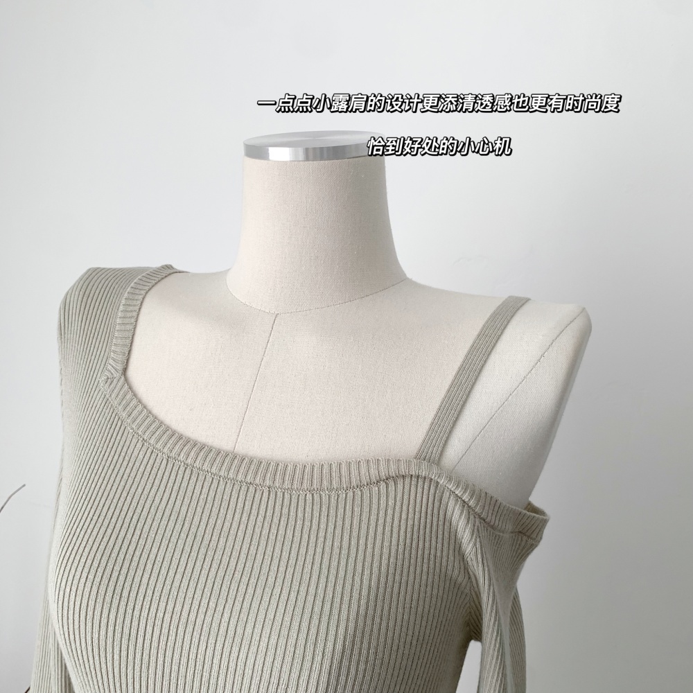 Strapless tops long sleeve sweater for women