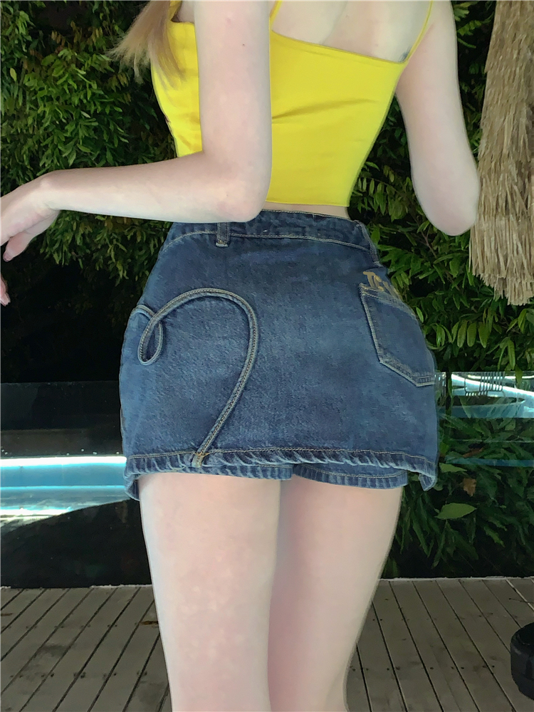 Summer short jeans split high waist pants for women