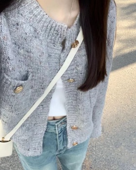 Loose gray coat knitted cardigan for women