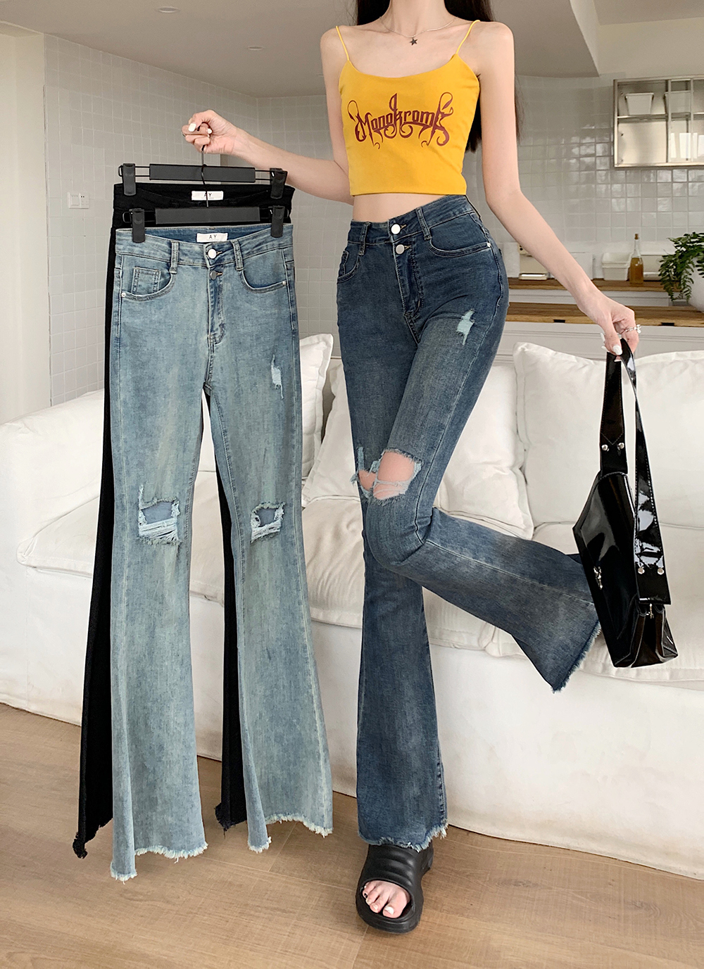 High waist thin mopping elasticity jeans for women