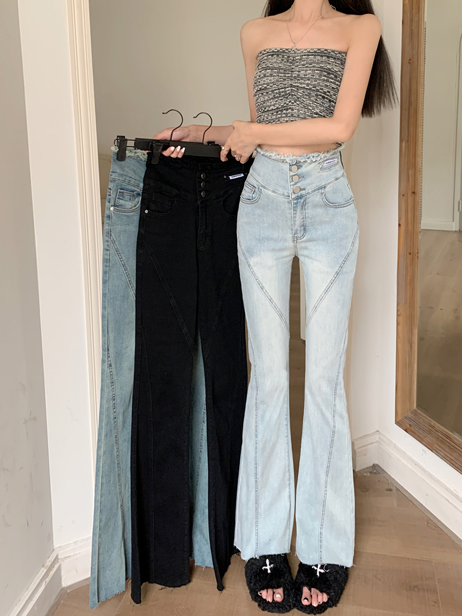 Summer jeans wide leg long pants for women