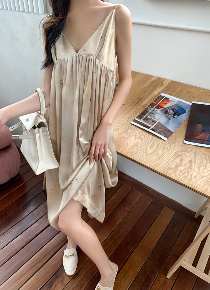 Painting temperament dress printing strap dress for women