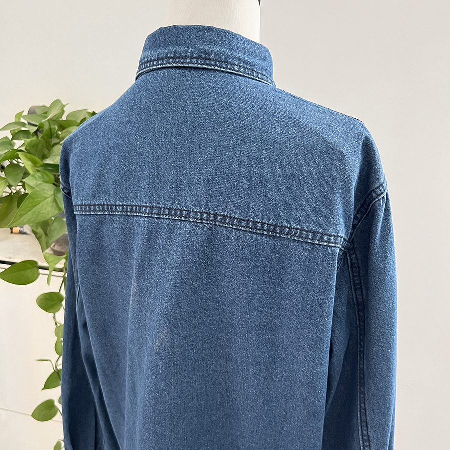 Spring and autumn denim tops blue loose shirt for women