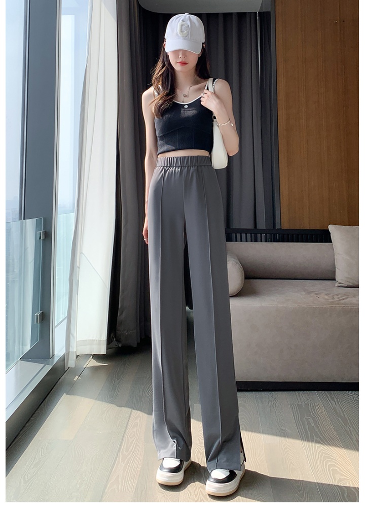 Ice silk split pants mopping casual pants for women