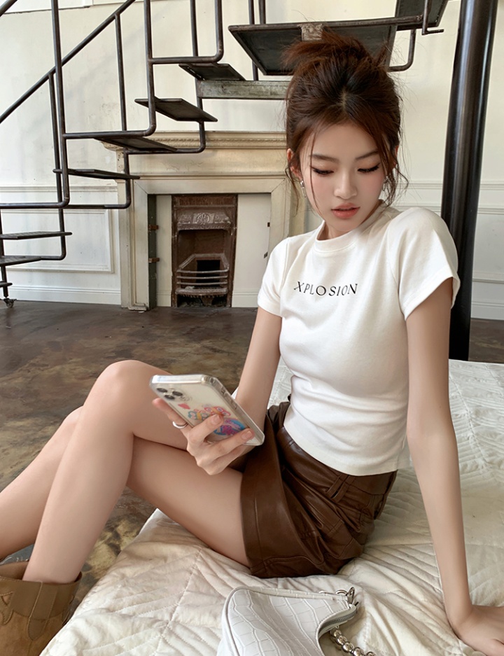 Rose-red T-shirt printing tops for women