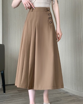 Gray pleated business suit autumn long skirt for women