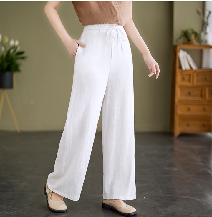 Cotton linen spring and summer wide leg pants flax long pants