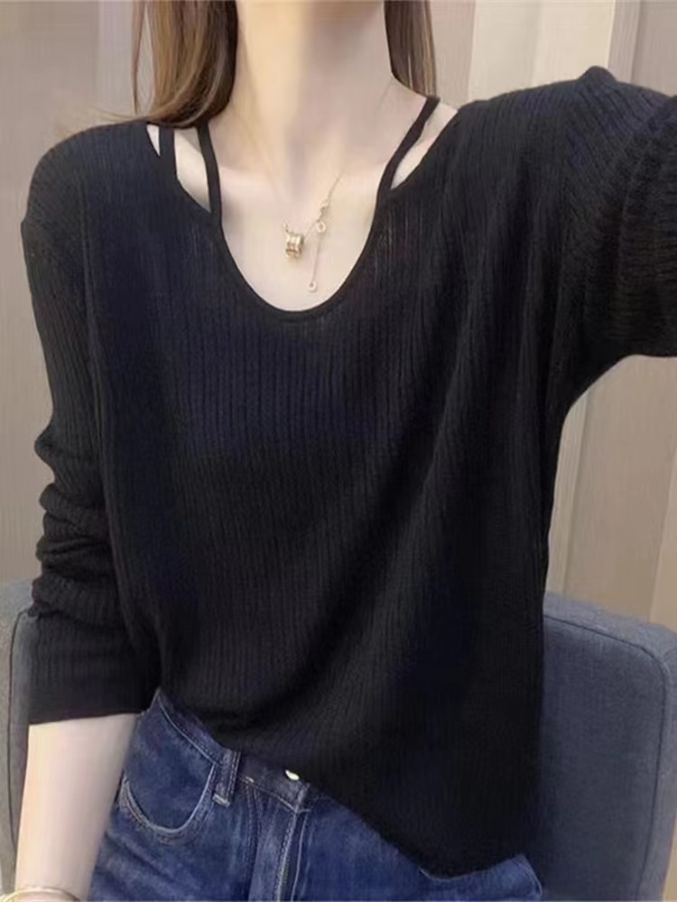 Spring strapless sweater bottoming clavicle for women
